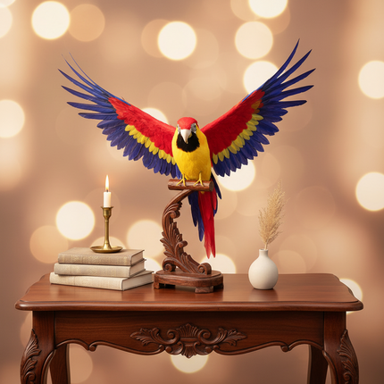 Realistic Red & Yellow Parrot Model — Foam & Feather, 45×60cm