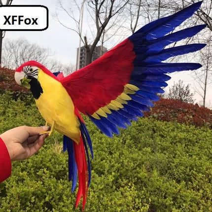 Realistic Red & Yellow Parrot Model — Foam & Feather, 45×60cm