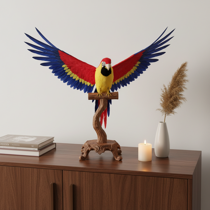 Realistic Red & Yellow Parrot Model — Foam & Feather, 45×60cm