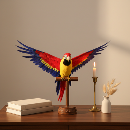 Realistic Red & Yellow Parrot Model — Foam & Feather, 45×60cm