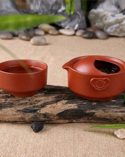 Travel-Ready Purple Clay Kung Fu Tea Set with Teapot and Cup for Brewing Anywhere