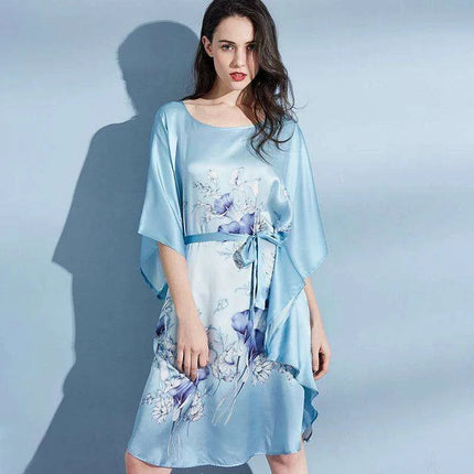 Silk Elegance: Luxurious 100% Pure Silk Nightgown Robe for Women
