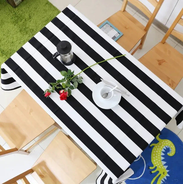 Striped Canvas Dining Tablecloth | Modern Elegance for Long-Lasting Style