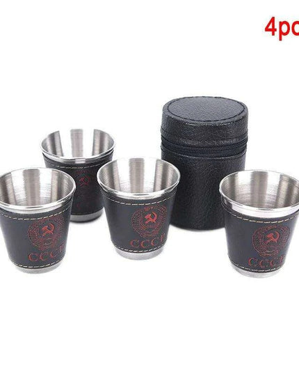 Stylish Outdoor Stainless Steel Travel Cup Set with Elegant PU Leather Case