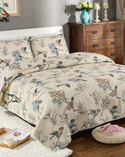 100% Cotton Queen Quilted Bedspread Set