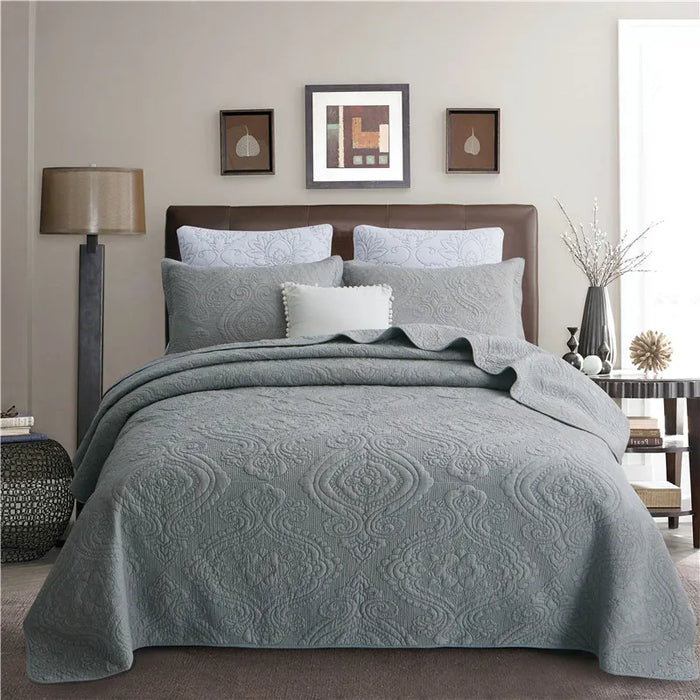 Reversible Ultra Soft 100% Cotton Bedspread Ensemble with Pillow Shams – Chic All-Season Quilted Bedding Set (3/5 Pieces)