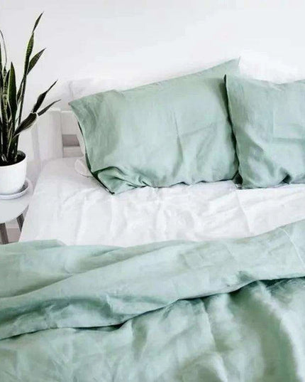 Tailored 100% Linen King Duvet Cover Available in Elegant Natural Gray, Soft Pink, and Serene Blue