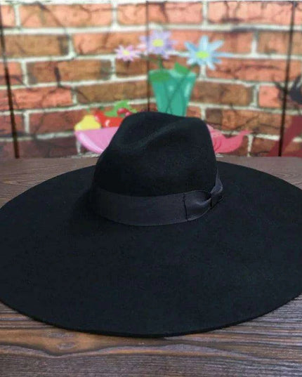 Elegant Women's Wide Brim Wool Felt Fedora Hat with Sophisticated Ribbon Detail - Perfect for Celebrations and Formal Events