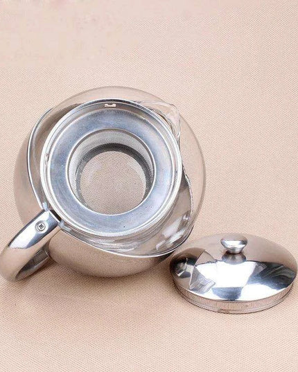 Elegant 500ml Floral Infuser Tea Pot Set in Stainless Steel and Glass