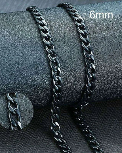 Sleek Urban Style: Men's Black and Gold Stainless Steel Link Necklace