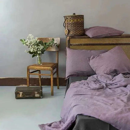 Tailored 100% Linen King Duvet Cover Available in Elegant Natural Gray, Soft Pink, and Serene Blue