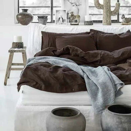 Tailored 100% Linen King Duvet Cover Available in Elegant Natural Gray, Soft Pink, and Serene Blue