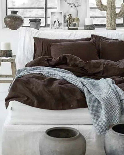 Tailored 100% Linen King Duvet Cover Available in Elegant Natural Gray, Soft Pink, and Serene Blue