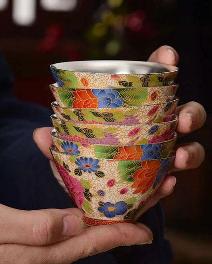 Exquisite Enamel and Silver Kungfu Tea Set - Heritage Elegance Collection