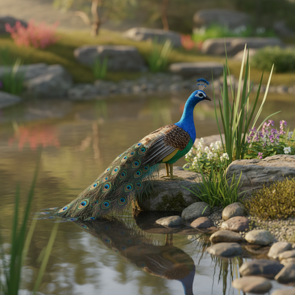 Colorful Peacock Model — Foam & Feather — 80cm