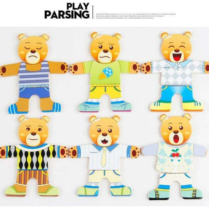 Charming Bear Adventure Dress-Up Wooden Puzzle Set