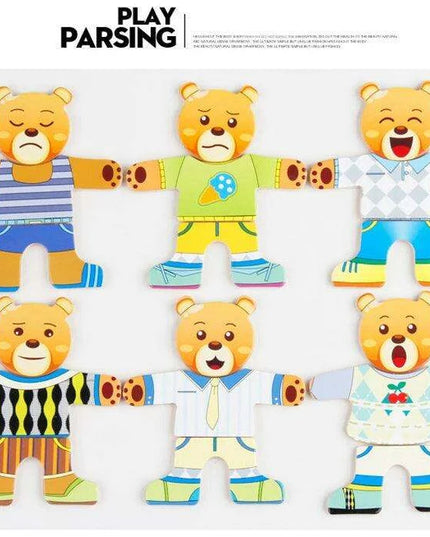 Charming Bear Adventure Dress-Up Wooden Puzzle Set