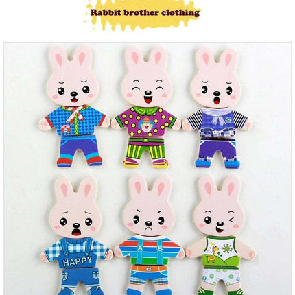 Charming Bear Adventure Dress-Up Wooden Puzzle Set