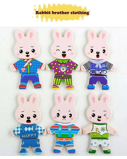 Charming Bear Adventure Dress-Up Wooden Puzzle Set