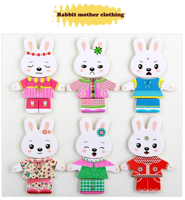 Charming Bear Adventure Dress-Up Wooden Puzzle Set