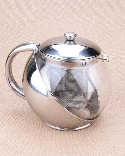 Elegant 500ml Floral Infuser Tea Pot Set in Stainless Steel and Glass
