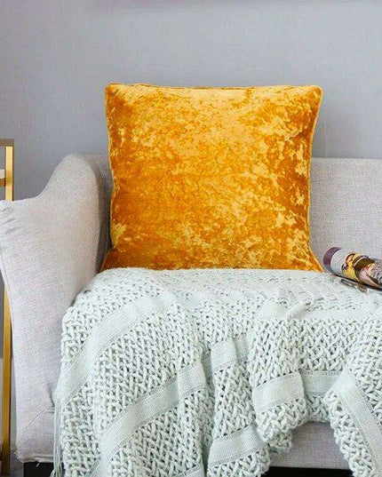 Plush Golden Velvet Pillow Cover Set - Perfect for Home, Vehicle, and Office Elegance