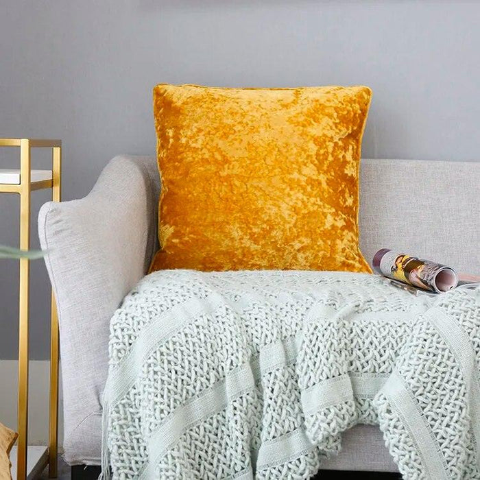 Plush Golden Velvet Pillow Cover Set - Perfect for Home, Vehicle, and Office Elegance