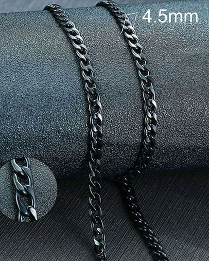 Sleek Urban Style: Men's Black and Gold Stainless Steel Link Necklace