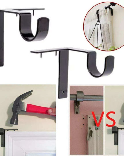Easy Install Curtain Rod Bracket Kit - Set of 2 for Hassle-Free Hanging