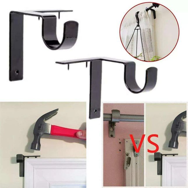 Easy Install Curtain Rod Bracket Kit - Set of 2 for Hassle-Free Hanging