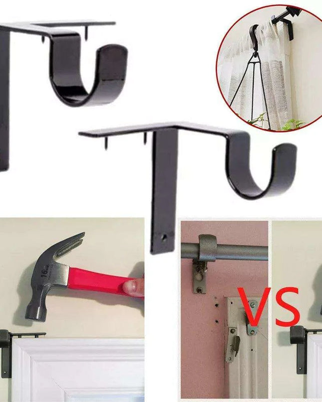 Easy Install Curtain Rod Bracket Kit - Set of 2 for Hassle-Free Hanging