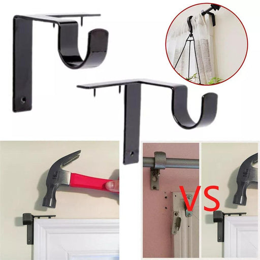 Effortless Curtain Rod Hanging Kit - Complete Set of 2 Brackets by Kwik Hang