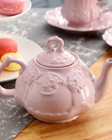 Delightful Retro Pink Floral Porcelain Tea Set - Stylish Teapot and Cup Pair