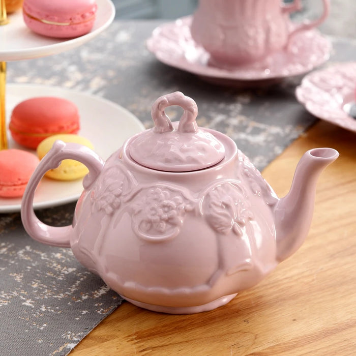 British Floral Pink Tea Set - Vintage Porcelain Cup and Pot Set