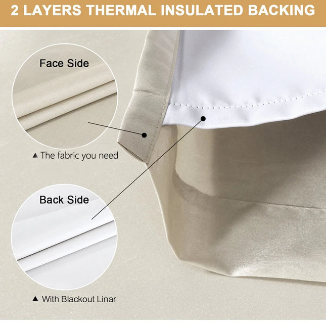 MAKEHOME Thermal Blackout Curtains - White, Energy Efficient Drapes