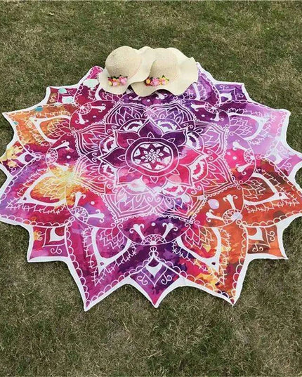 Bohemian Mandala Beach & Yoga Round Mat - Stylish Picnic Tapestry
