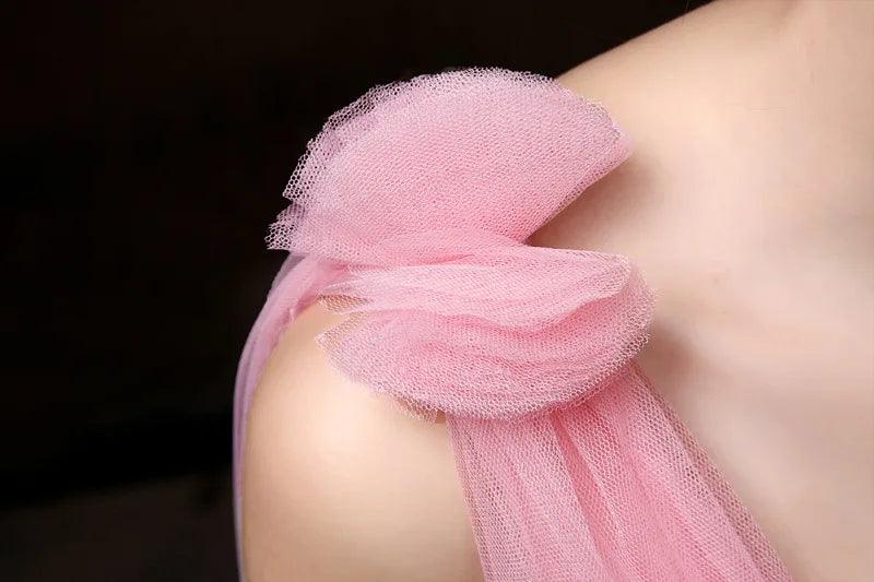One-Shoulder Mesh Cocktail Dress for Bridesmaids and Special Occasions