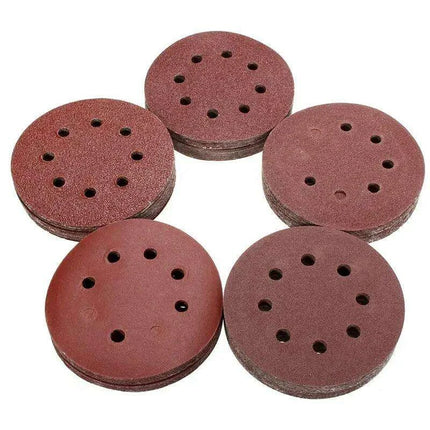 125mm Premium Sanding Discs Set - 100 Assorted Grits with 8-Hole Design for Polishing and Buffing