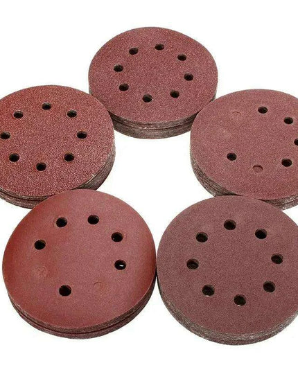 125mm Premium Sanding Discs Set - 100 Assorted Grits with 8-Hole Design for Polishing and Buffing
