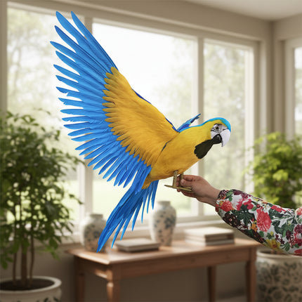 XFFox Realistic Blue & Yellow Parrot Model with Foam & Fur - 60x100cm