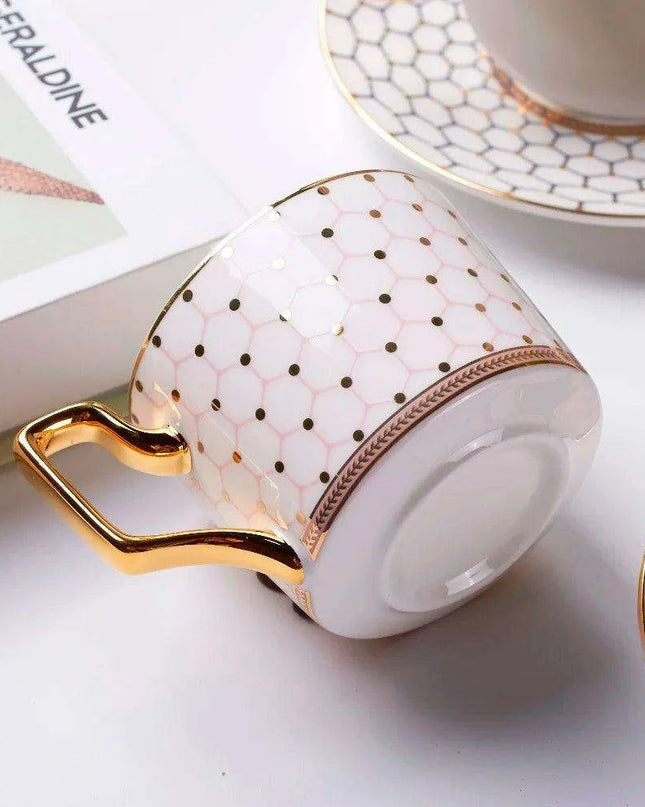 Nordic Elegance: Luxury Bone China Coffee Cup Set with Saucer & Spoon - 200ml British Porcelain Drinkware for Gifting