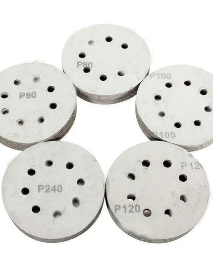 125mm Premium Sanding Discs Set - 100 Assorted Grits with 8-Hole Design for Polishing and Buffing