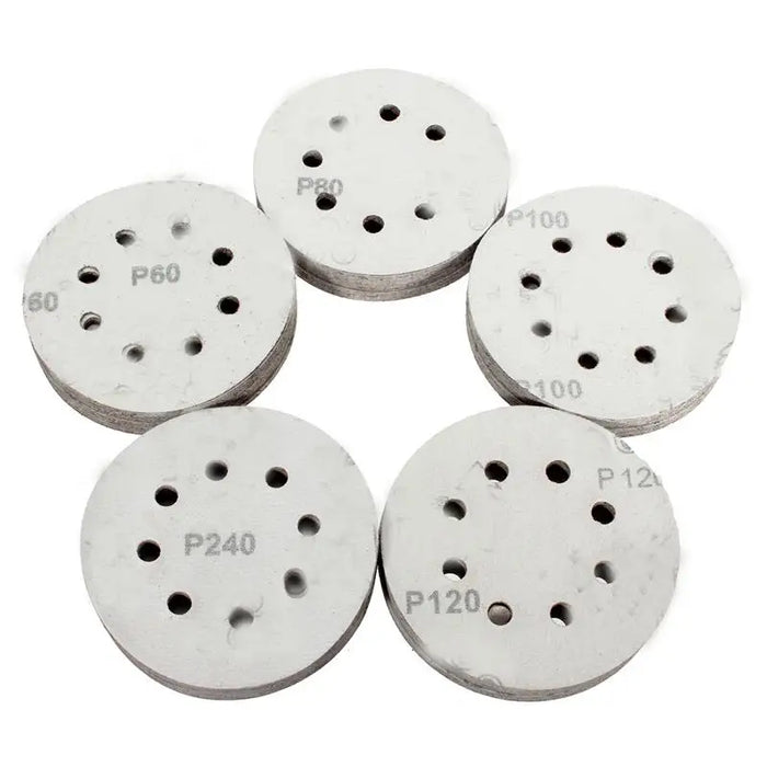Sanding Discs Variety Pack - 100pcs 125mm Assorted Grits | 8 Hole Sander Polishing Pads