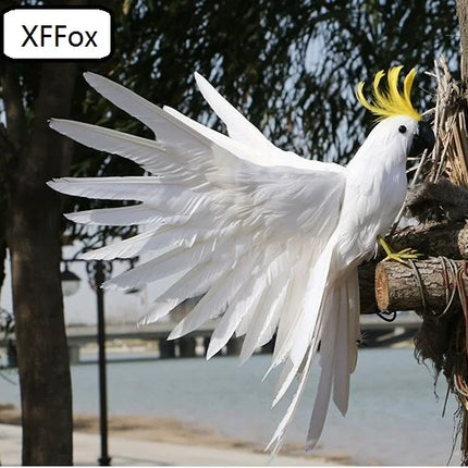 XFFox Realistic White Wings Parrot Model - Foam & Feather, 35x50cm