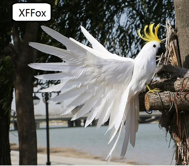 XFFox Realistic White Wings Parrot Model - Foam & Feather, 35x50cm