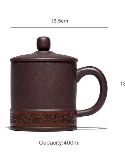 Handcrafted 400ML Yixing Purple Clay Tea Cup Set - Elegant Chinese Mugs for Home and Travel