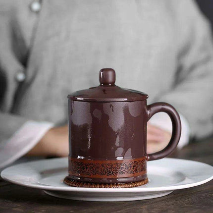 Handcrafted 400ML Yixing Purple Clay Tea Cup Set - Elegant Chinese Mugs for Home and Travel