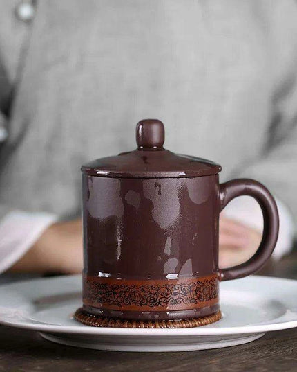 Handcrafted 400ML Yixing Purple Clay Tea Cup Set - Elegant Chinese Mugs for Home and Travel