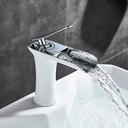 Antique Brass Waterfall Basin Faucet | Single Handle, Sleek De