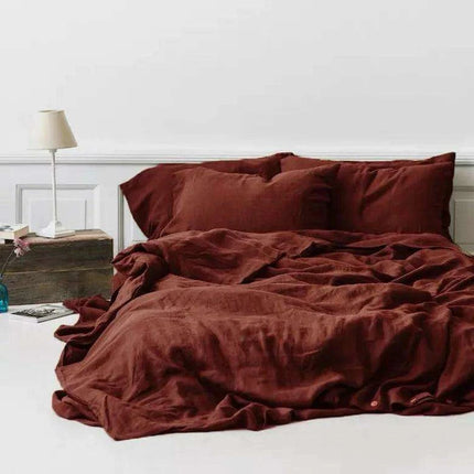 Tailored 100% Linen King Duvet Cover Available in Elegant Natural Gray, Soft Pink, and Serene Blue